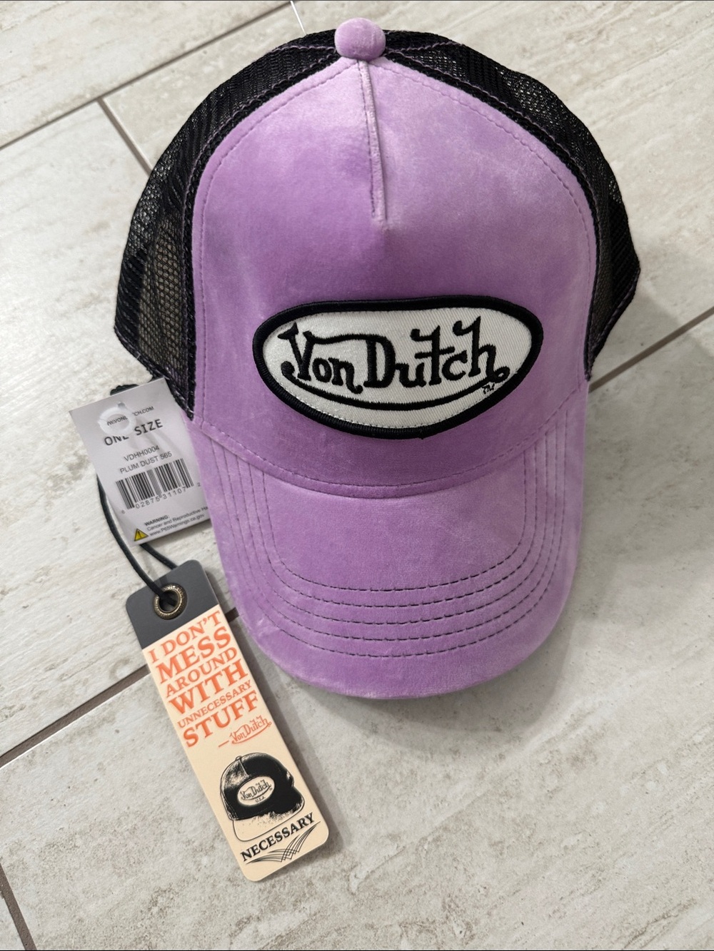 Von Dutch Lavender & Black Mesh Logo Cap nwt ..one size …unisex